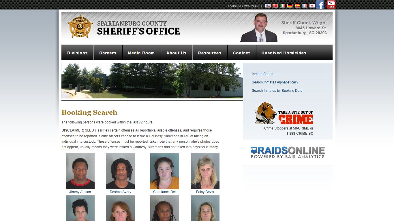 Booking Search : Spartanburg Sheriff
